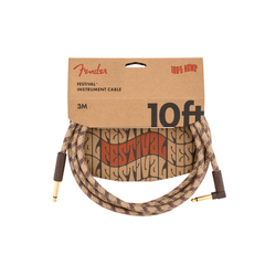 Cable Fender (3m) Angled Festival Instrument Cable, Pure Hemp, Brown Stripe
