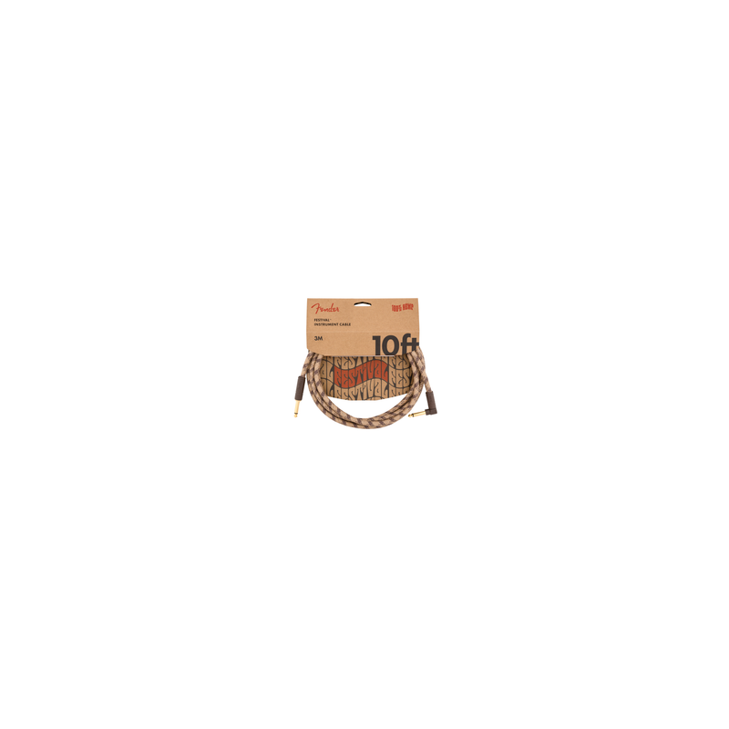 Cable Fender (3m) Angled Festival Instrument Cable, Pure Hemp, Brown Stripe