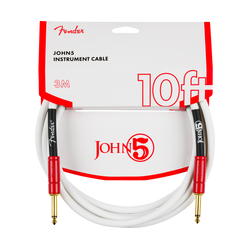Cable Fender John 5 , White and Red, 3m